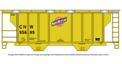 Chicago Northwestern 2 Bay Yellow PS2 Covered Hopper Decals