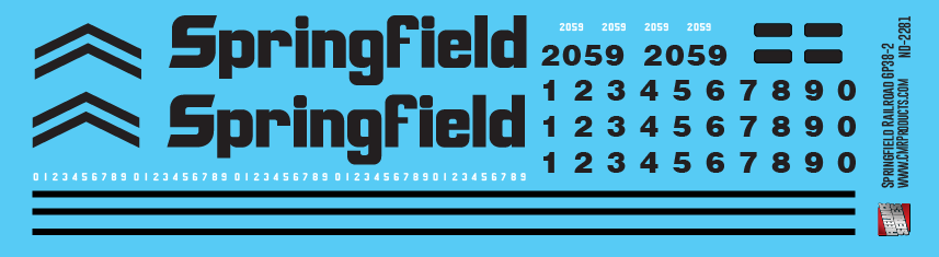 Springfield Railroad GP38-2 Locomotive Decals