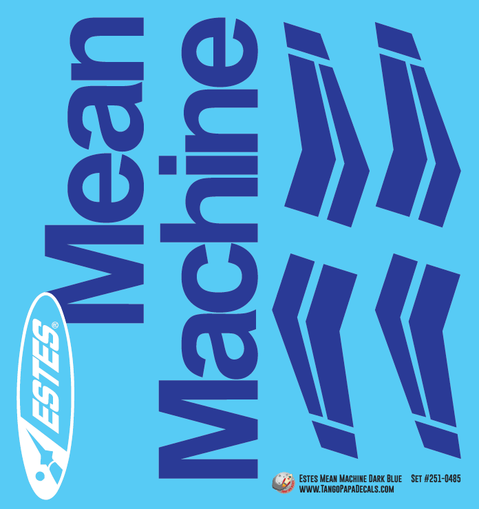 Estes Mean Machine Dark Blue Decals