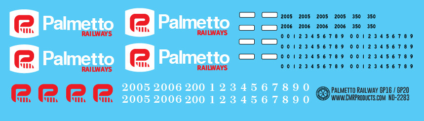 Palmetto Railway GP20 Locomotive Decals