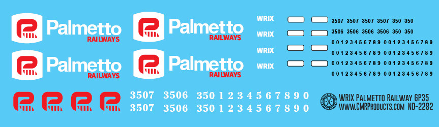 Palmetto Railway (WRIX) GP35 Locomotive Decals