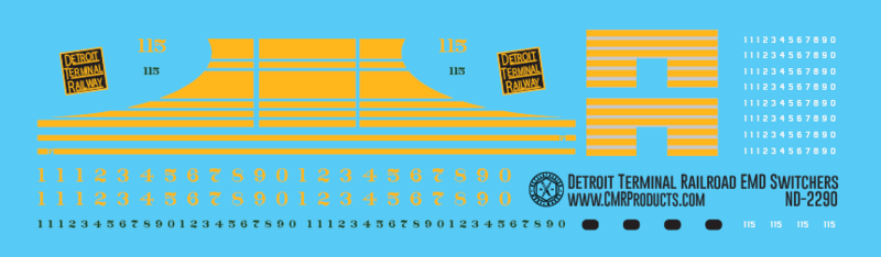 Detroit Terminal Dark Yellow EMD Switcher Decals