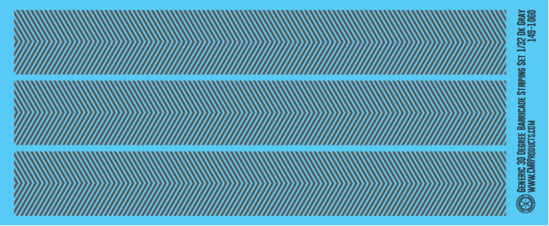 Generic 30 Degree Barricade Striping Decal Set Dark Gray