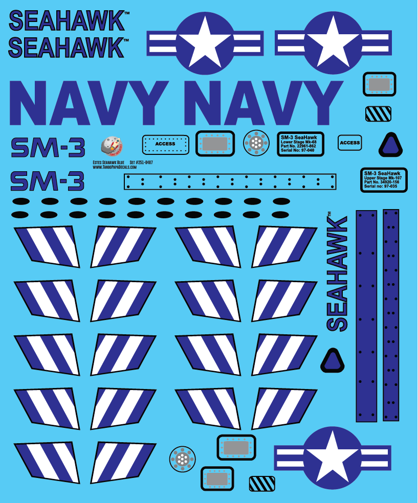 Estes Seahawk Blue Decals