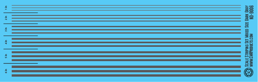 N Scale - Scale Striping Set Mixed Size Dark Gray