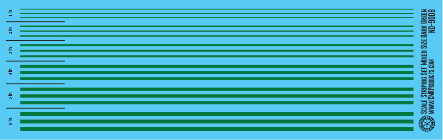 N Scale - Scale Striping Set Mixed Size Dark Green