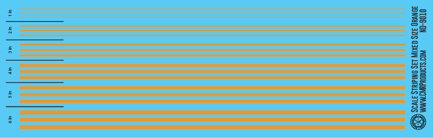 N Scale - Scale Striping Set Mixed Size Orange