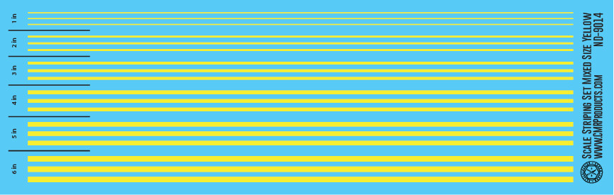 N Scale - Scale Striping Set Mixed Size Yellow