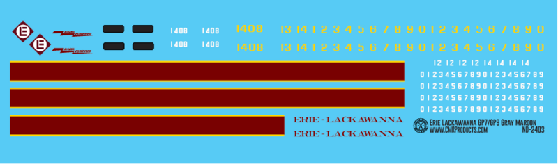 Erie Lackawanna GP7/GP9 Gray Maroon Decals