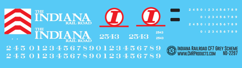Indiana Railroad CF7 Grey Scheme Decals