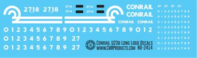 HO Scale - Conrail U23B Long Logo Decals