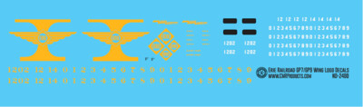 HO Scale - Erie Railroad GP7/GP9 Wing Logo Decals