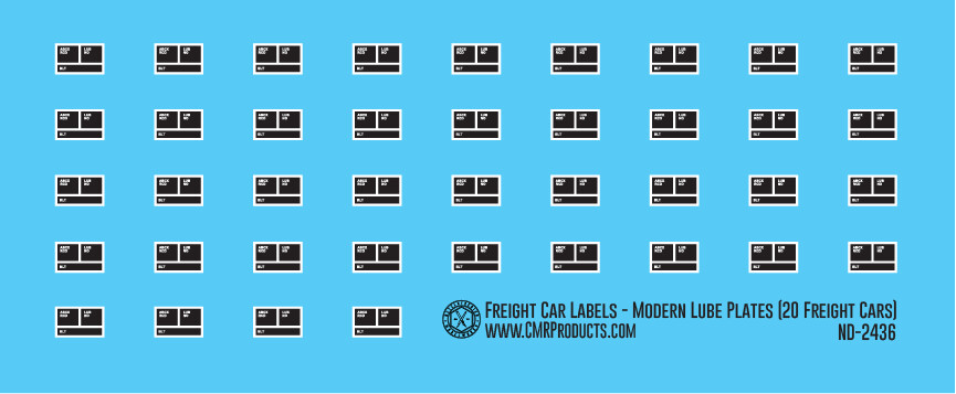 Freight Car Labels - Modern 3 Block Lube Plates