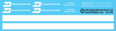 N Scale - Burlington Northern Heater Car Decals
