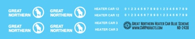 N Scale - Great Northern Big Sky Heater Car Decals