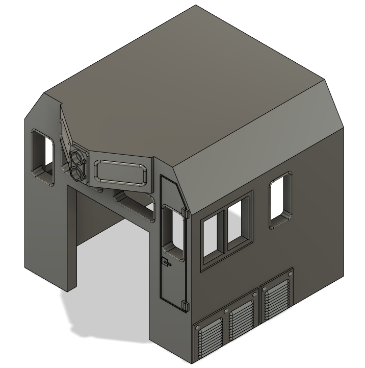 HO Scale Train Parts - CF7 3 Window No Sight Window Angled Cab
