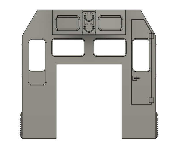 HO Scale Train Parts - CF7 Tall Engineer Window, Plugged 3 Window Cab