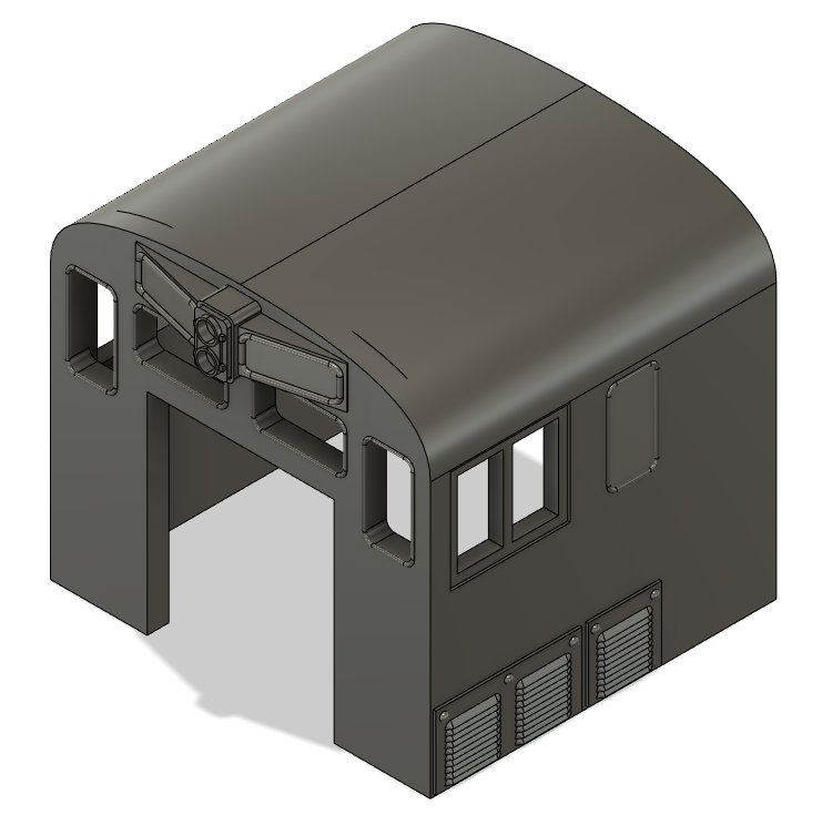 HO Scale Train Parts - CF7 Short Engineer Window, Plugged 3 Window Cab