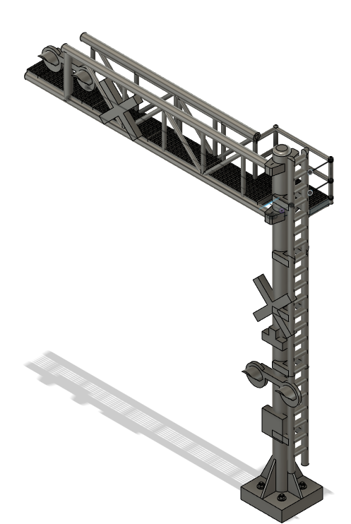 N Scale - Crossing Signal 1 Lane Single Mast Cantilever