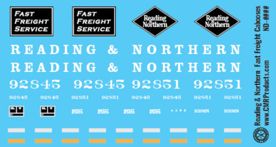 Reading Northern Fast Freight Caboose Decals