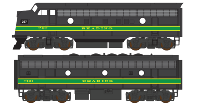 Reading Lines Bright Green Striping F7 Locomotive Decals