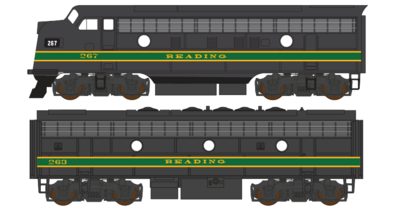 Reading Lines Faded Green Striping F7 Locomotive Decals