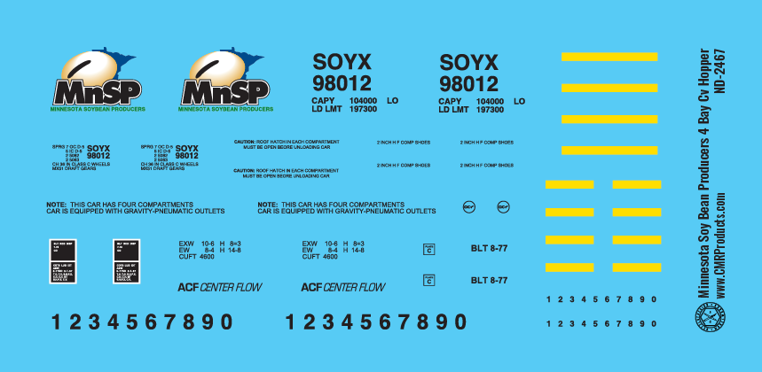 Minnesota Soy Bean Producers 4 Bay Covered Hopper Decals