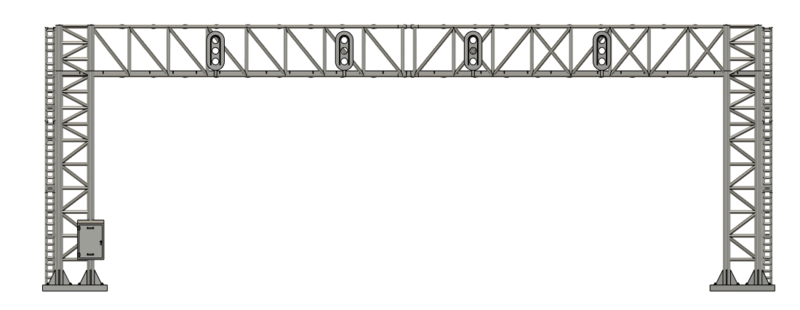 N Scale - Signal Bridge 4 Track 33mm Vertical Signals