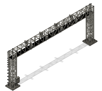 N Scale - Signal Bridge 4 Track 33mm Vertical Signals