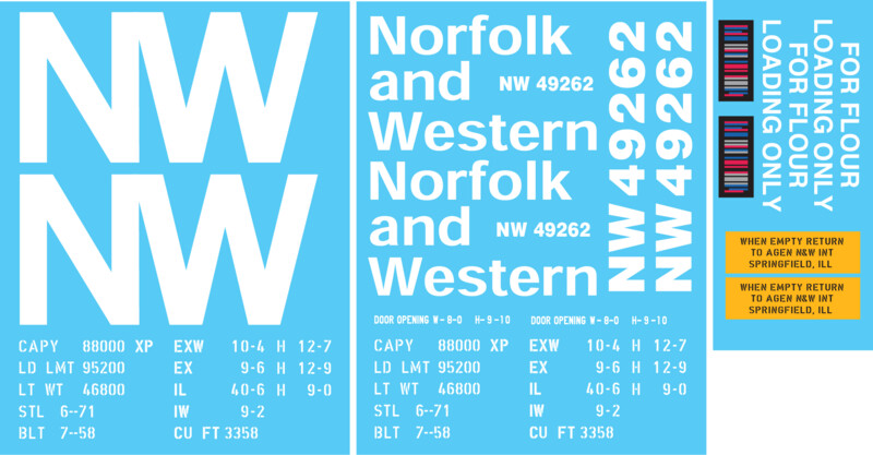 Norfolk Western Box Car 40ft Flour Service Decals