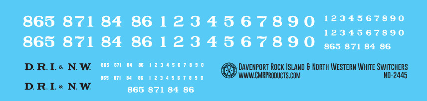 N Scale - Davenport Rock Island and North Western SW1/SW7 Decals