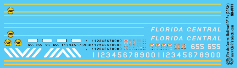 Florida Central Railroad GP15s (2023+) Decals