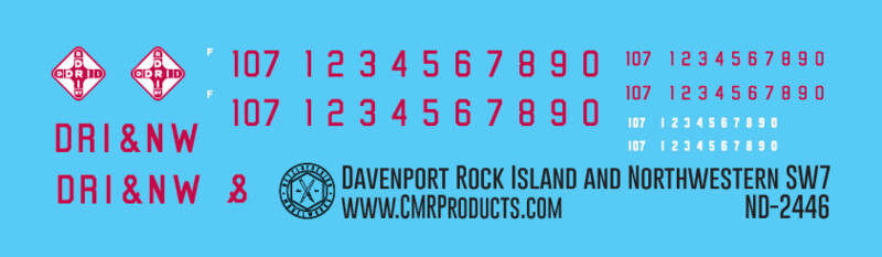 Davenport Rock Island and North Western SW7 Red Logo Decals