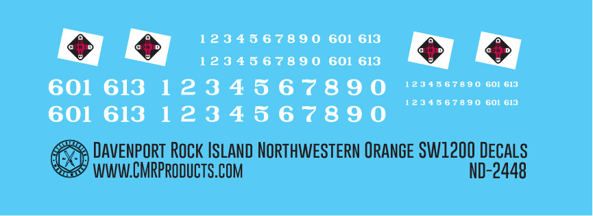 N Scale - Davenport Rock Island and North Western SW1200 Orange Decals