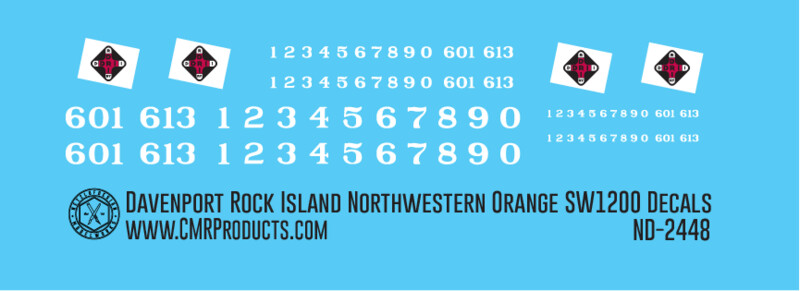 Davenport Rock Island and North Western SW1200 Orange Decals