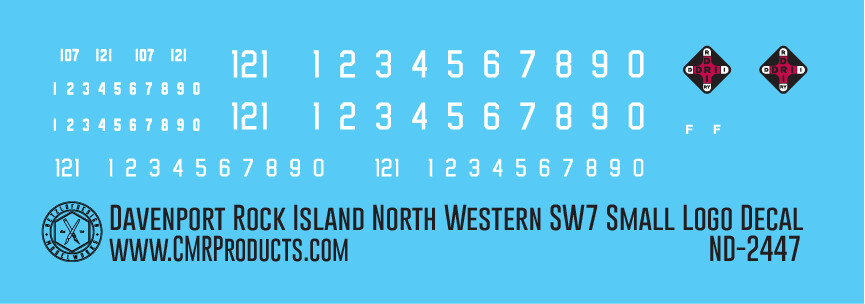 Davenport Rock Island and North Western SW7 Small Logo Decals