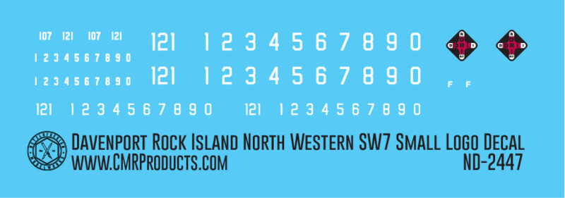Davenport Rock Island and North Western SW7 Small Logo Decals