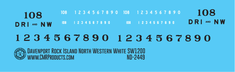 Davenport Rock Island and North Western SW1200 White Decals