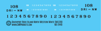 Davenport Rock Island and North Western SW1200 White Decals