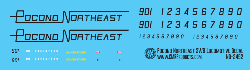 HO Scale - Pocono Northeast Railroad SW8 Decals