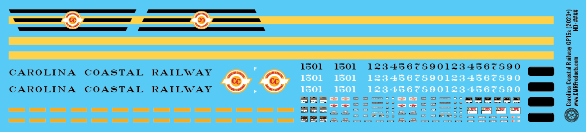 HO Scale - Carolina Coastal Railway GP15s (2023+) Decals