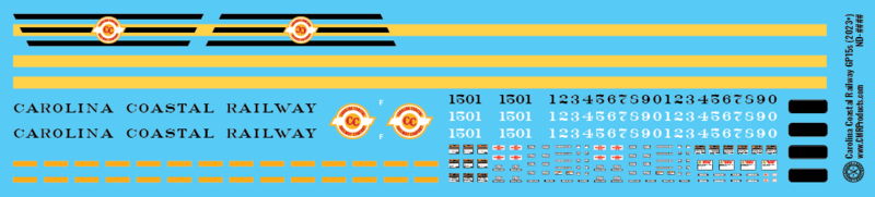 Carolina Coastal Railway GP15s (2023+) Decals
