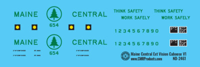 N Scale - Maine Central Extended Vision Caboose - V.1 Decals