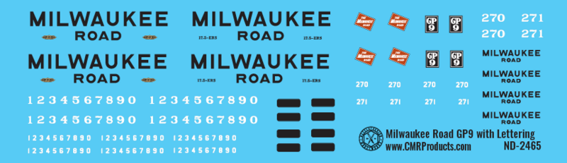 Milwaukee Road - EMD GP-9 - With Lettering Decals