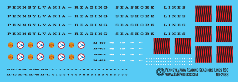 Pennsylvania Reading Seashore Lines RDC Decals