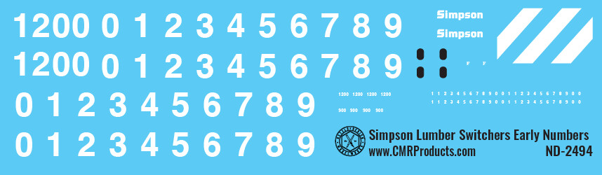 Simpson Lumber Early Number Switcher Decals
