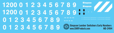N Scale - Simpson Lumber Early Number Switcher Decals