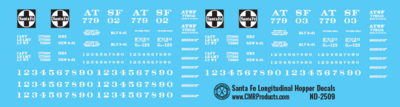 N Scale - Santa Fe ATSF Longitudinal Hopper Decals