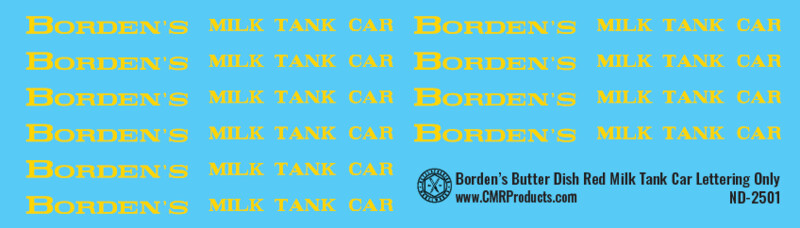 Borden Butter Dish Red Milk Car Lettering Only Decals
