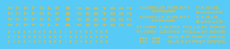 Norfolk Western Yellow Lettering Passenger Car Decals